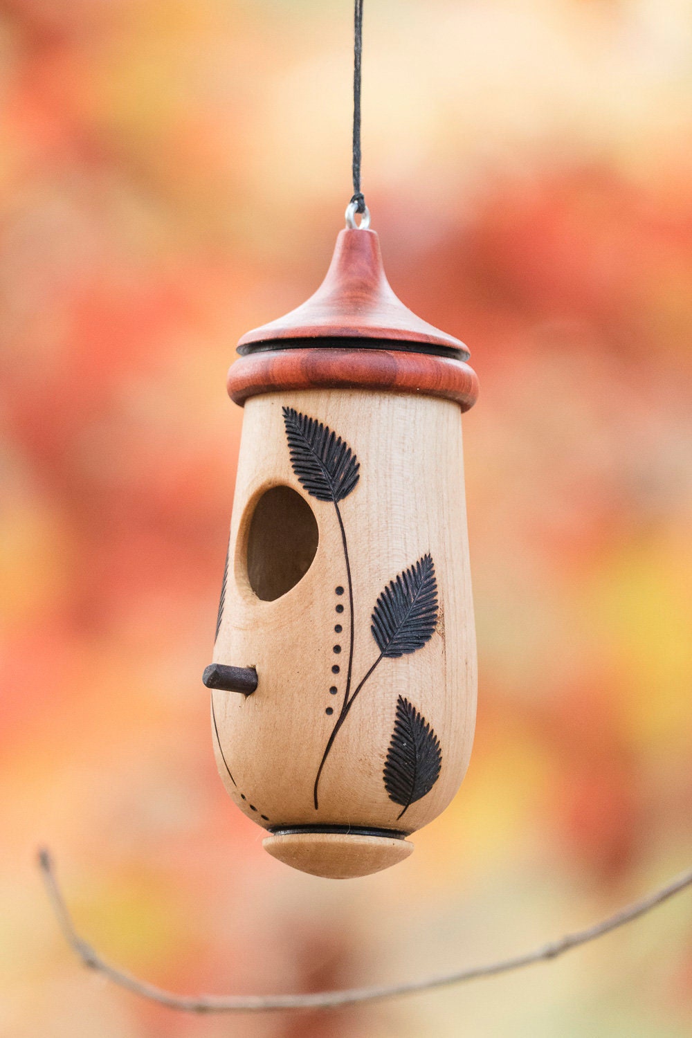 Hummingbird House, Leaves and Grass Art, Wooden Birdhouse for Indoor/Outdoor Use,  Bird Lovers Gift, Christmas Gift for Boss