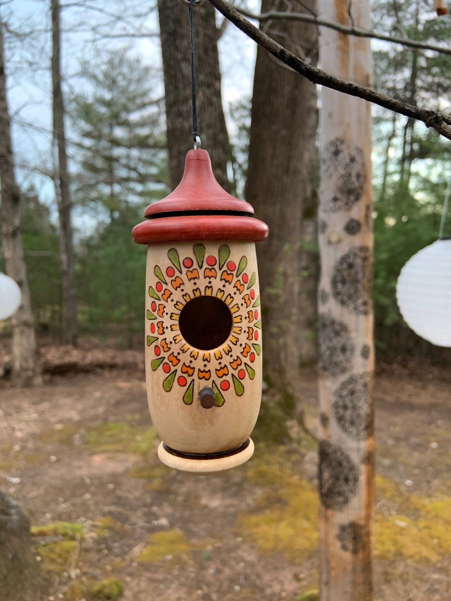 Mandala Hummingbird House, Handmade Birdhouse for Indoor/Outdoor Use, Zen Art Style, Gift for Mom, Wife, Gandma