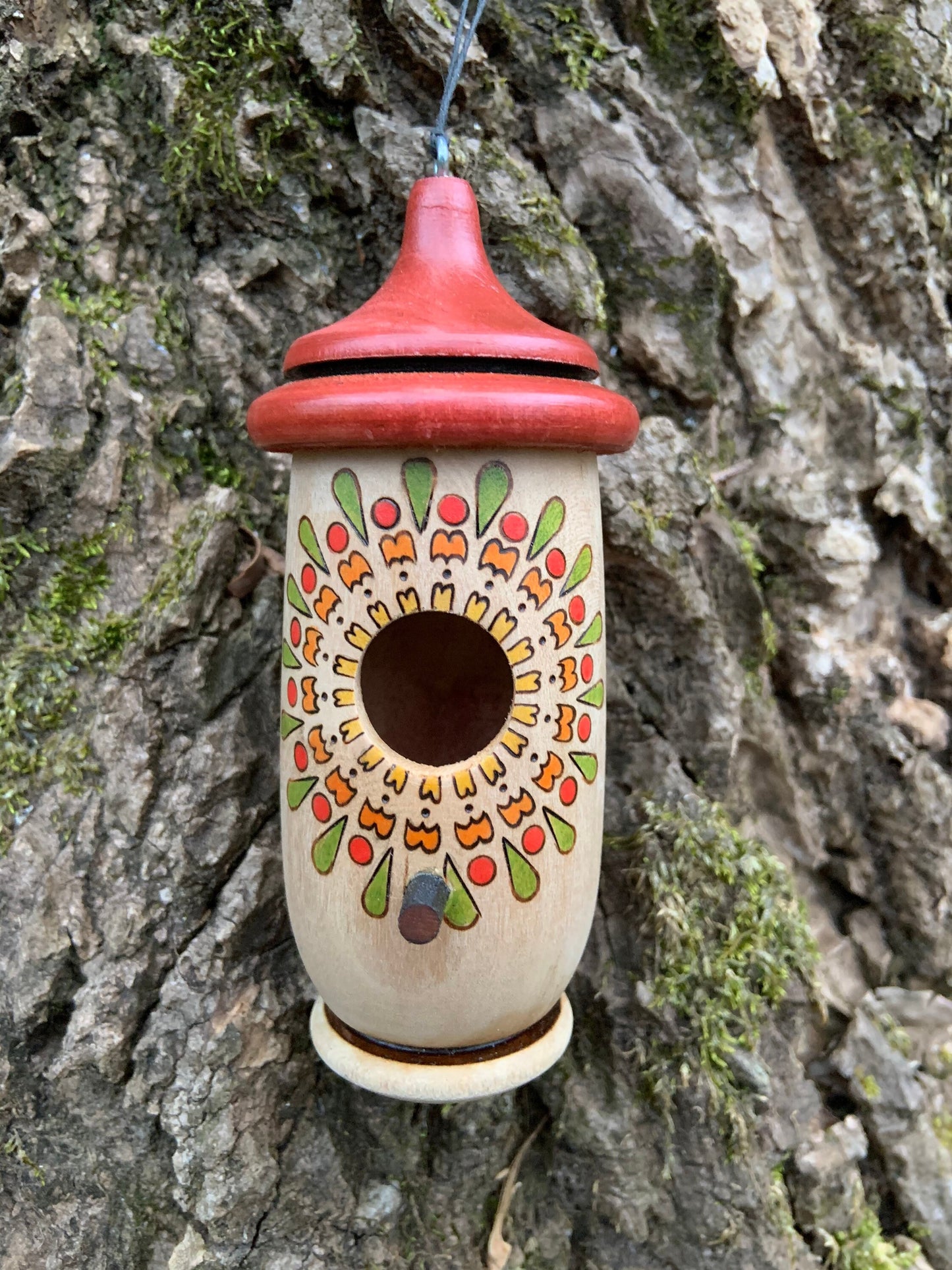 Mandala Hummingbird House, Handmade Birdhouse for Indoor/Outdoor Use, Zen Art Style, Gift for Mom, Wife, Gandma