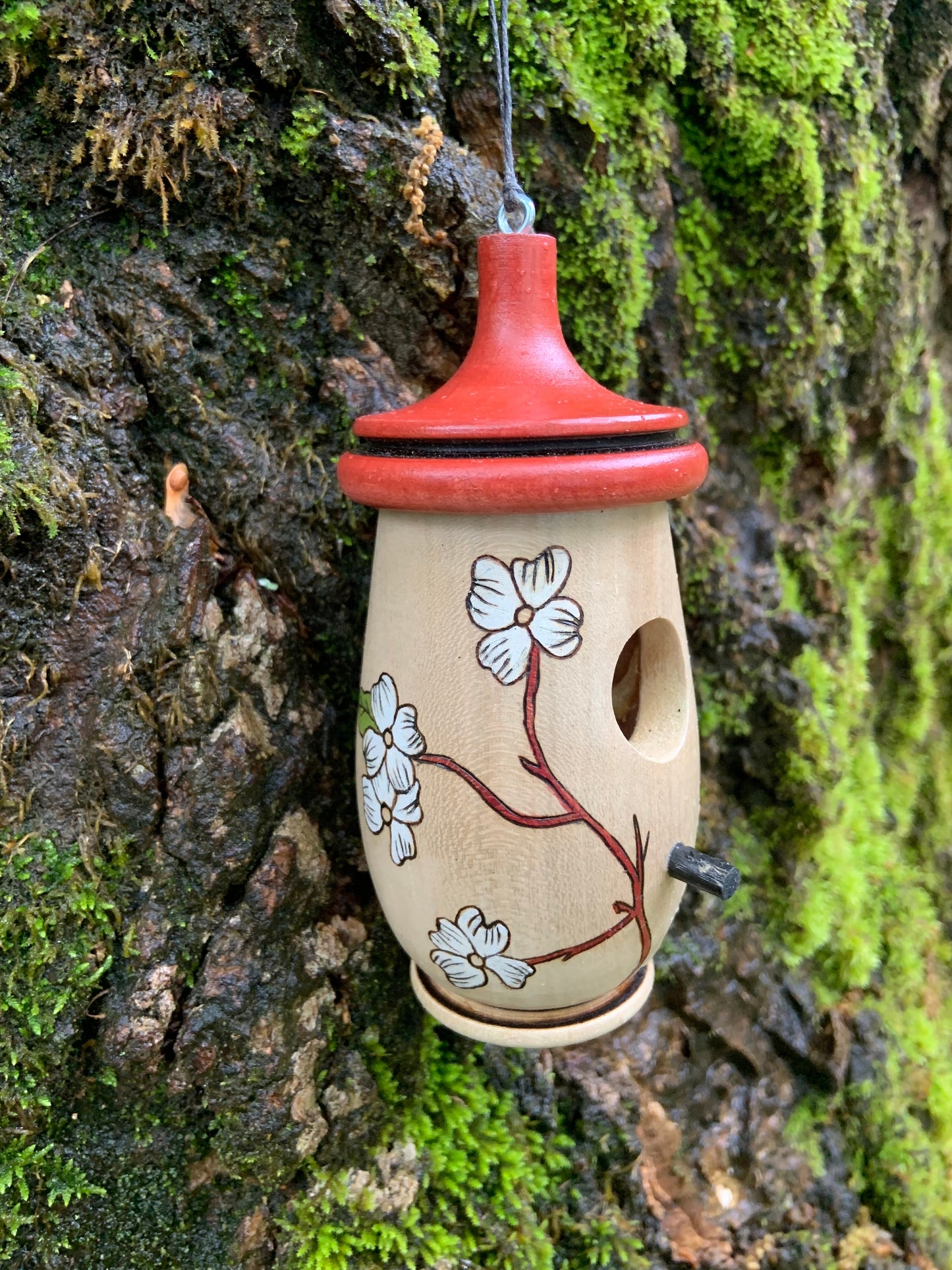 Hummingbird House, Dogwood North Carolina,Missouri State Flower Tree, Artisan Handmade Wooden Birdhouse,  Christmas Gift for Nature Lover