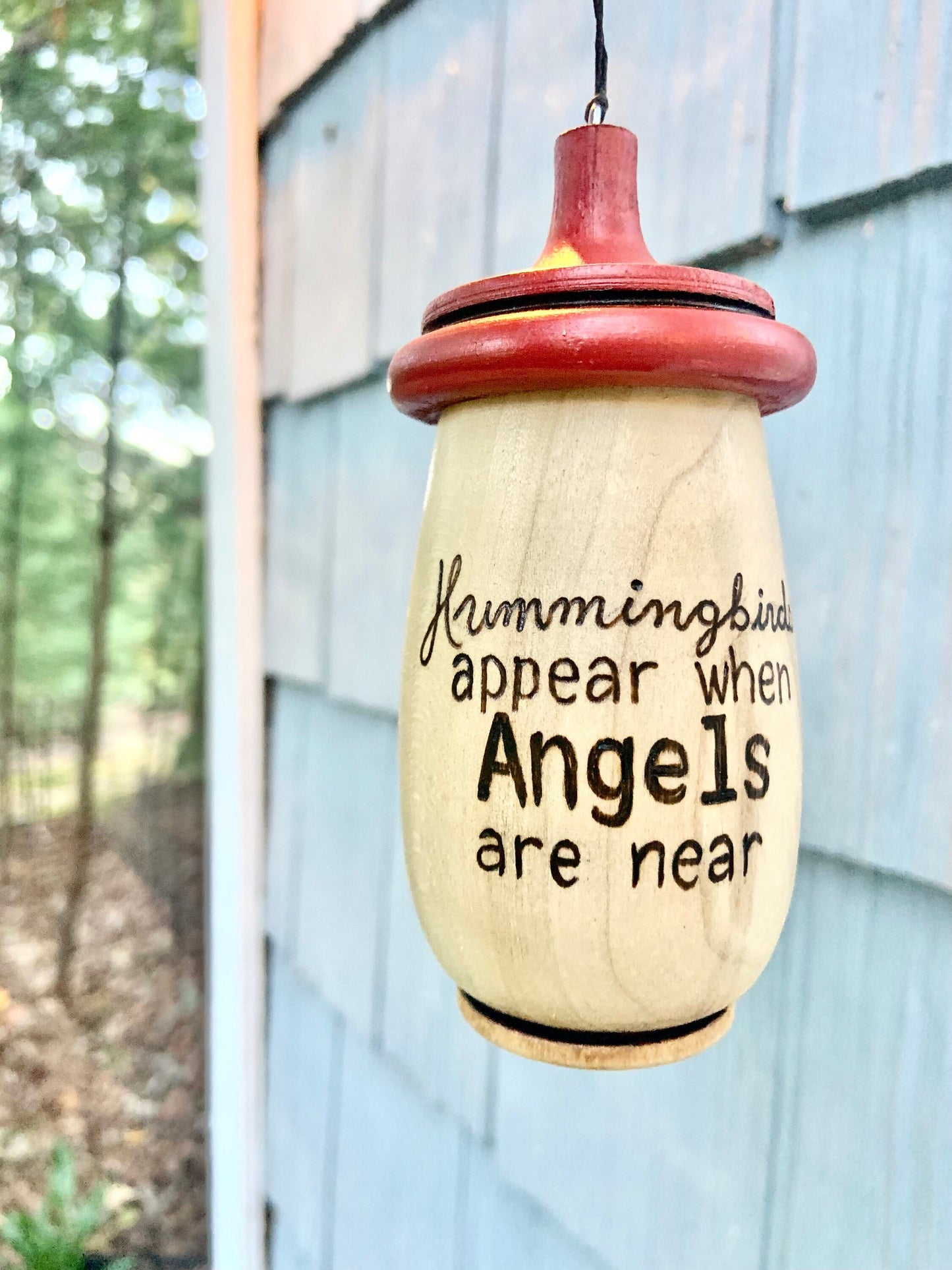 Hummingbird House, Hummingbirds Appear when Angels are Near, Handmade Wooden Birdhouse, Christmas Gift for Remberence Personalizable Gift