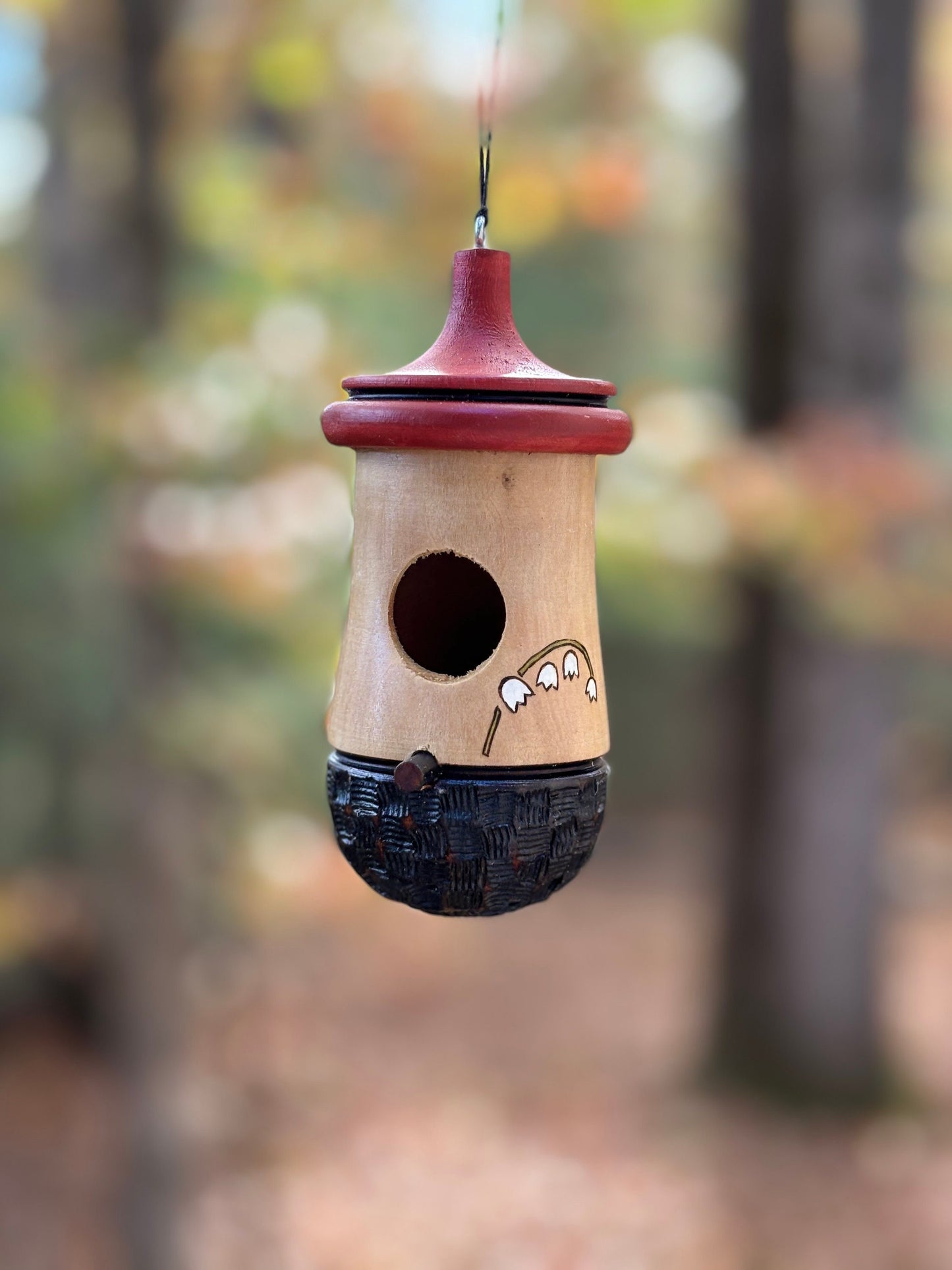 Hummingbird House, Handmade Wooden Birdhouse for Indoor/Outdoor Use, Lily of the Valley Art, Bird Lovers Gift, Christmas Gift for Anyone