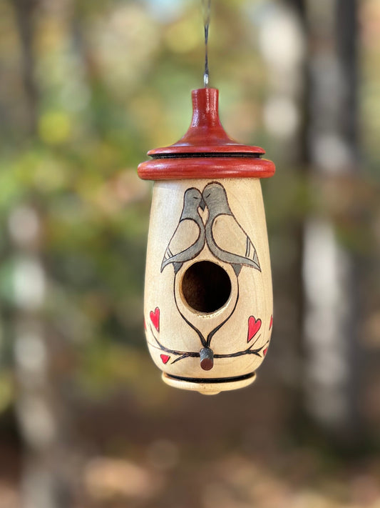 Hummingbird House, Handmade Wooden Birdhouse for Indoor/Outdoor Use, Lovebird Art, Bird Lovers Gift, Personalized Christmas Gift for Lovers