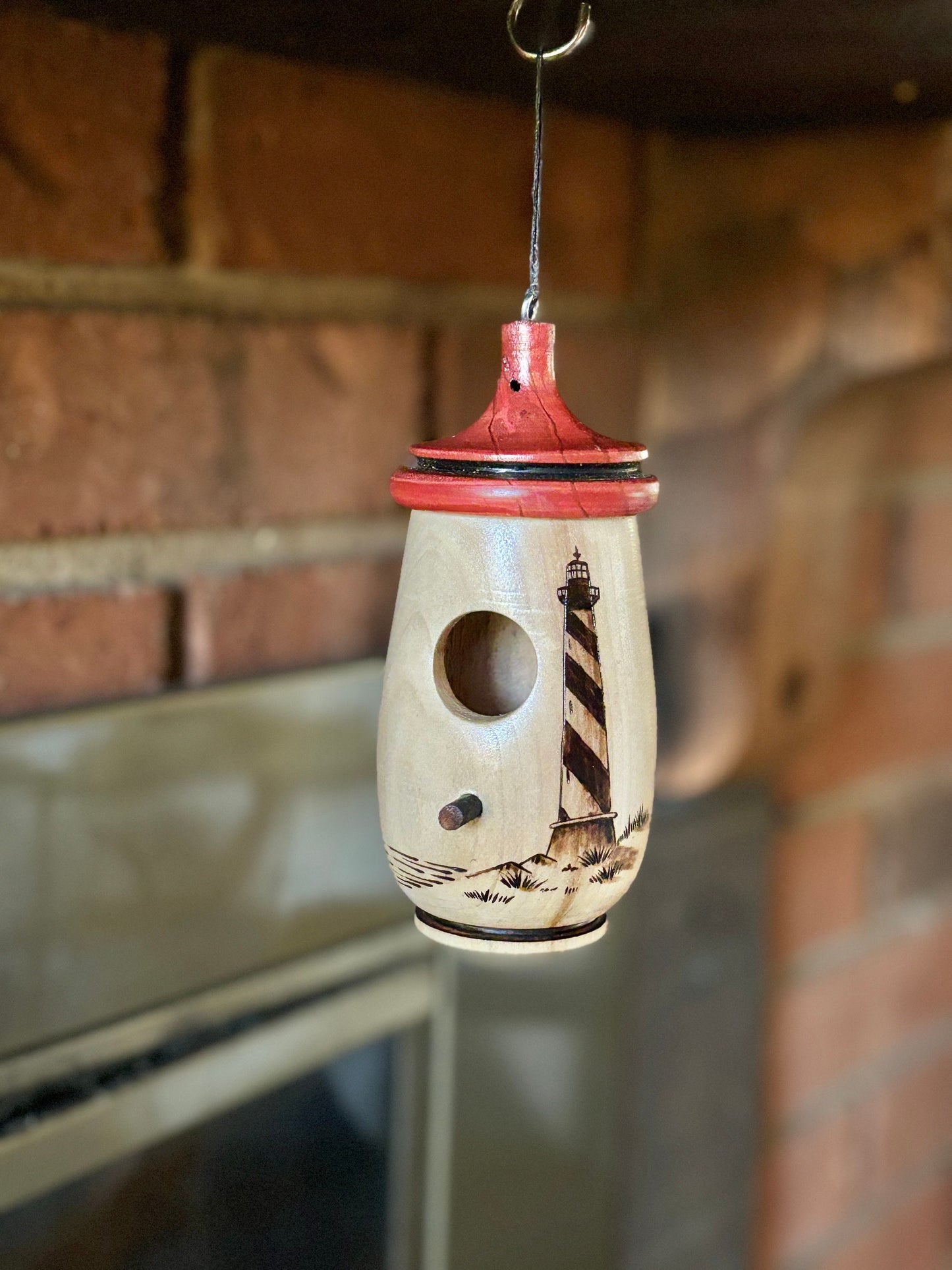 Hummingbird House, Handmade Wooden Birdhouse for Indoor/Outdoor Use, Hatteras Lighthouse, Bird Lovers Gift, Christmas Gift for NC Coast