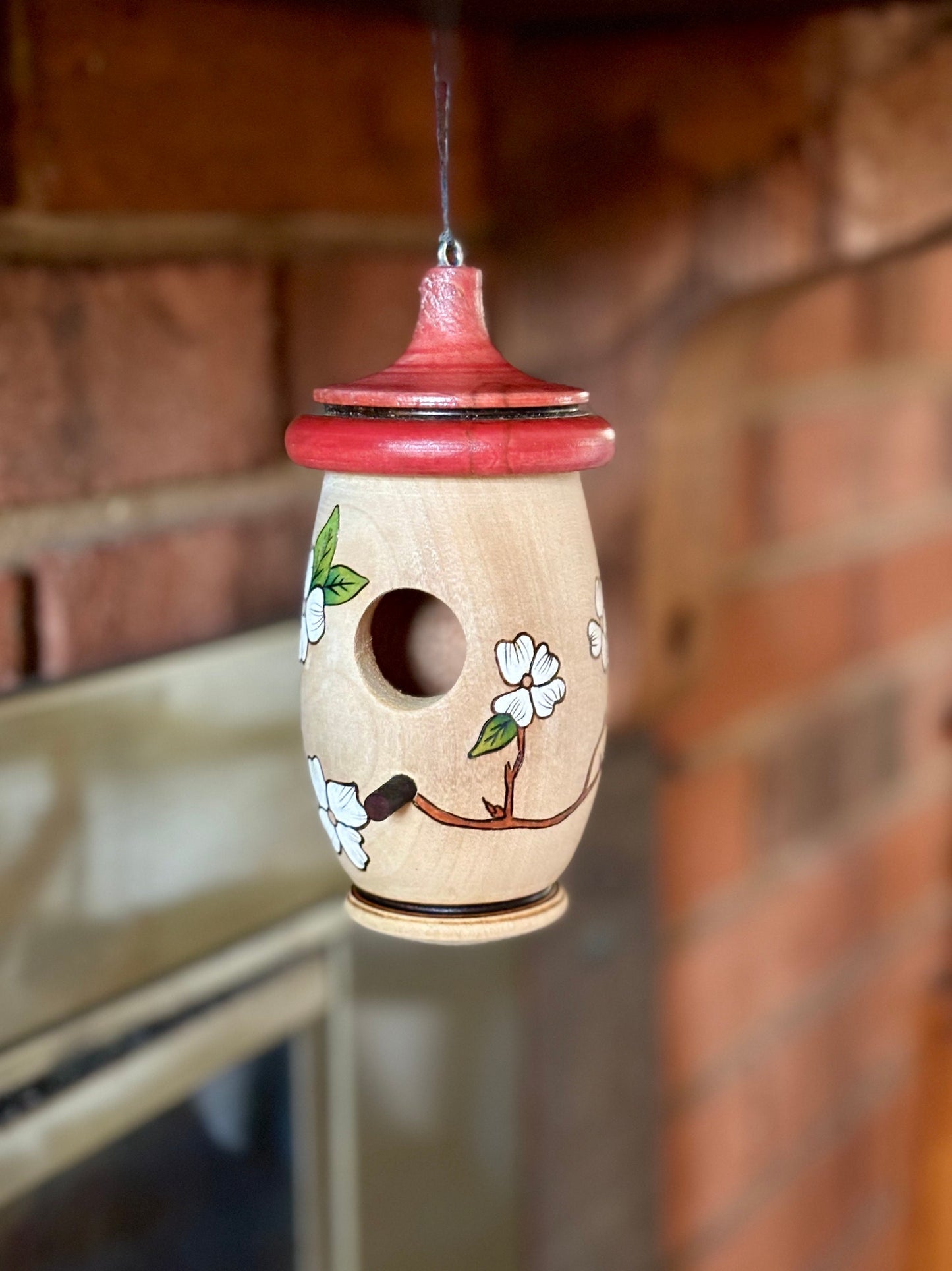 Hummingbird House, Dogwood North Carolina,Missouri State Flower Tree, Artisan Handmade Wooden Birdhouse,  Christmas Gift for Nature Lover