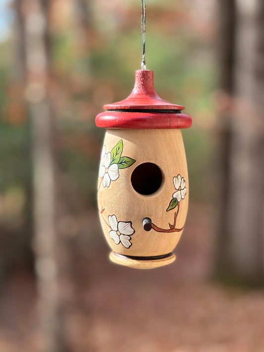 Hummingbird House, Dogwood North Carolina,Missouri State Flower Tree, Artisan Handmade Wooden Birdhouse,  Christmas Gift for Nature Lover