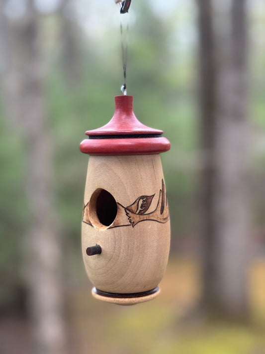 Hummingbird House, Moose Design, Wooden Birdhouse for Indoor/Outdoor Use, Mothers Day Gift for Mom and Bird Lovers, Alaska Wildlife,