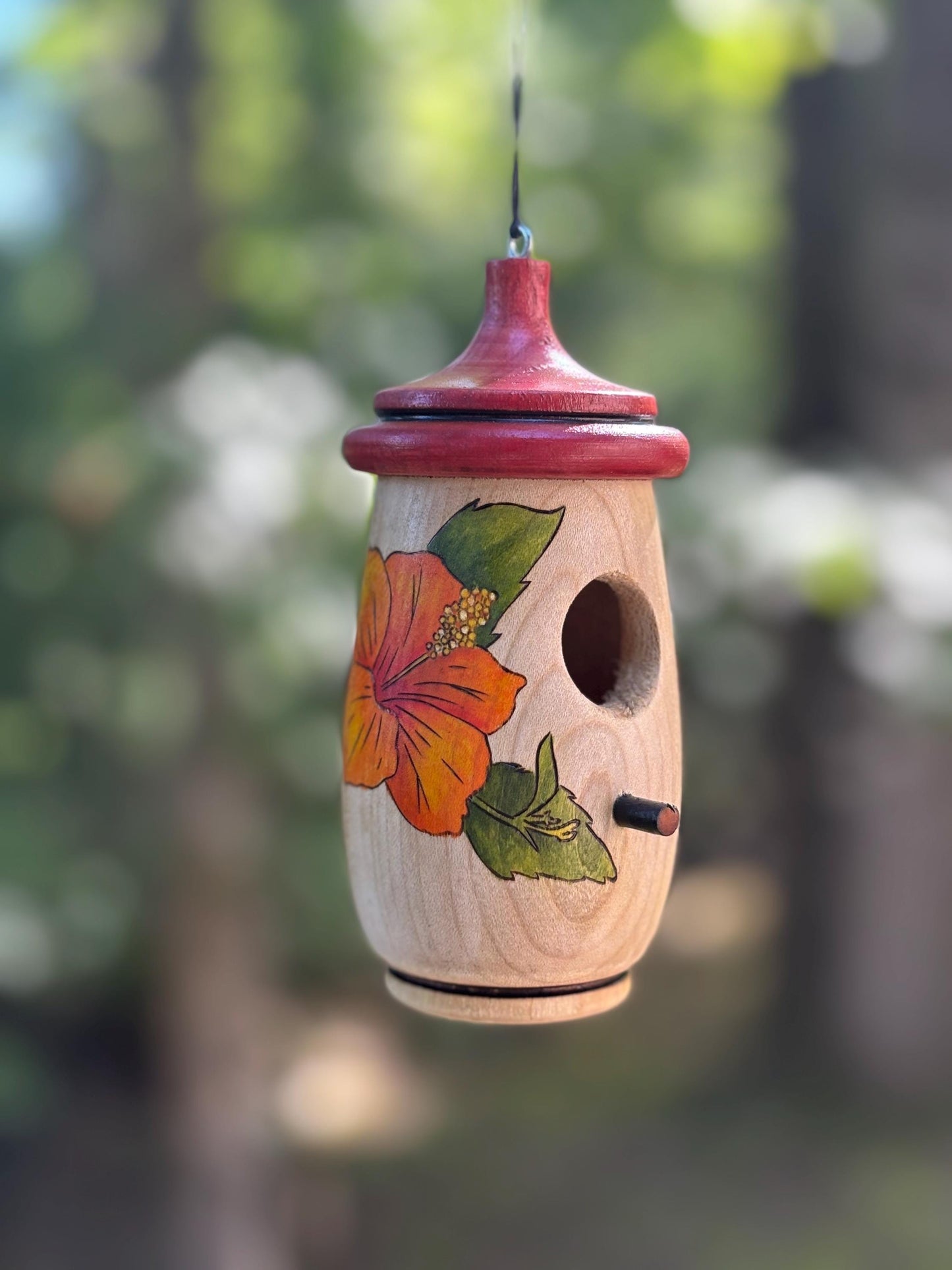 Hibiscus Hummingbird Birdhouse, Hand Craft Ornament, Hawaii Flower Outdoor Garden Decor, Gift for Bird Lovers Moms Travelers, Christmas