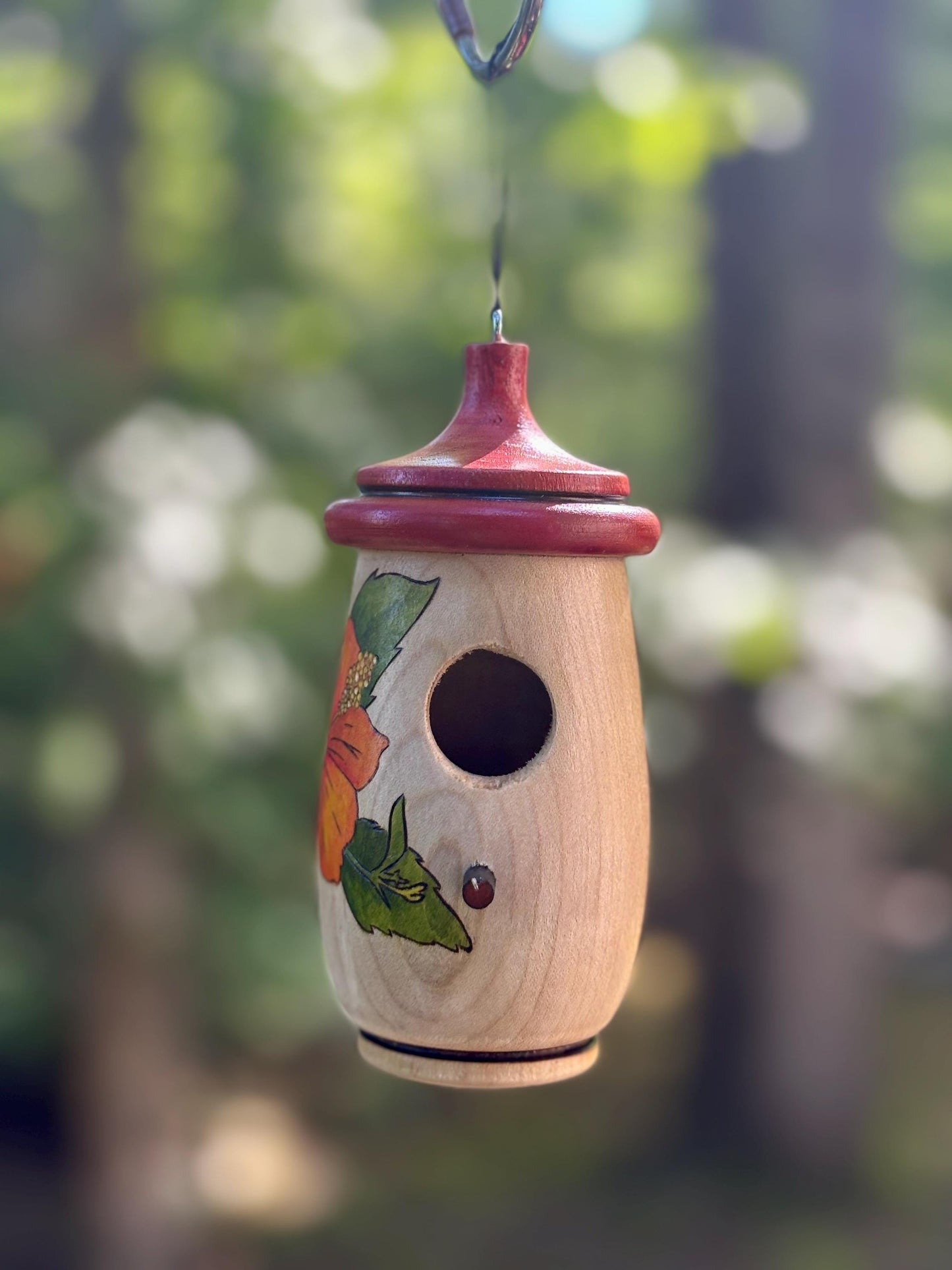 Hibiscus Hummingbird Birdhouse, Hand Craft Ornament, Hawaii Flower Outdoor Garden Decor, Gift for Bird Lovers Moms Travelers, Christmas