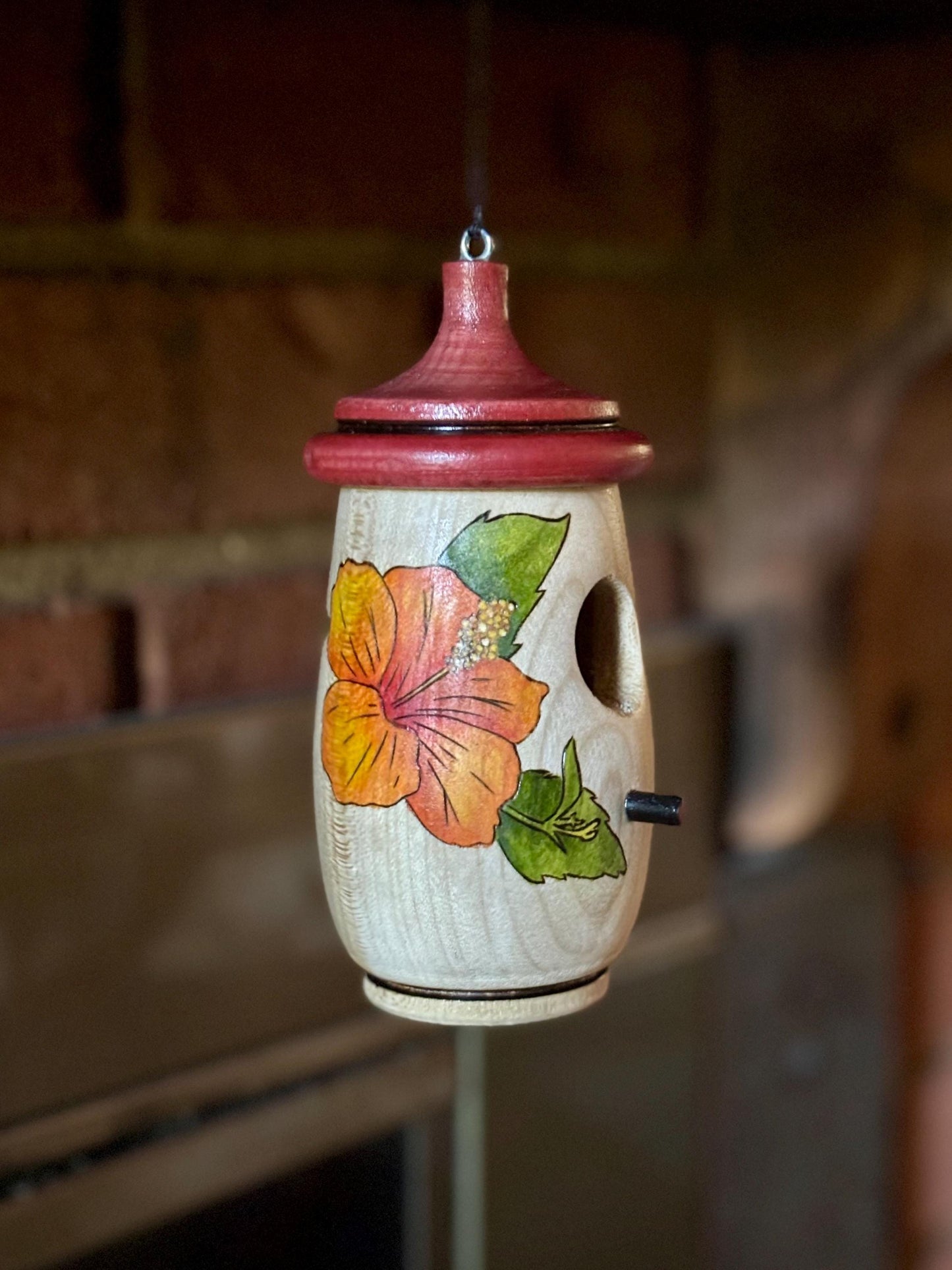 Hibiscus Hummingbird Birdhouse, Hand Craft Ornament, Hawaii Flower Outdoor Garden Decor, Gift for Bird Lovers Moms Travelers, Christmas