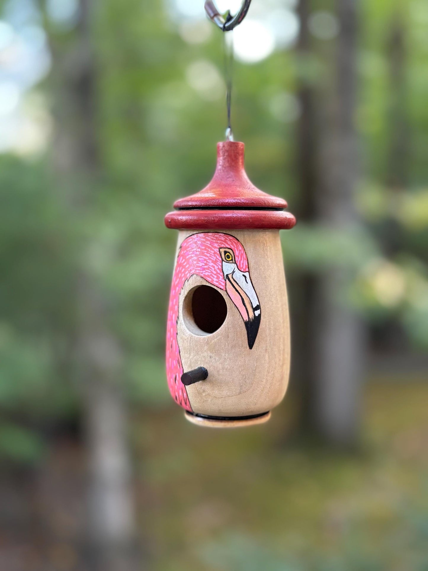 Handmade Hummingbird Birdhouse, Pink Flamingo Bird Design, Balance, Florida, Gift for Beach Lovers, Indoor Outdoor Garden Decor, Bird Nester