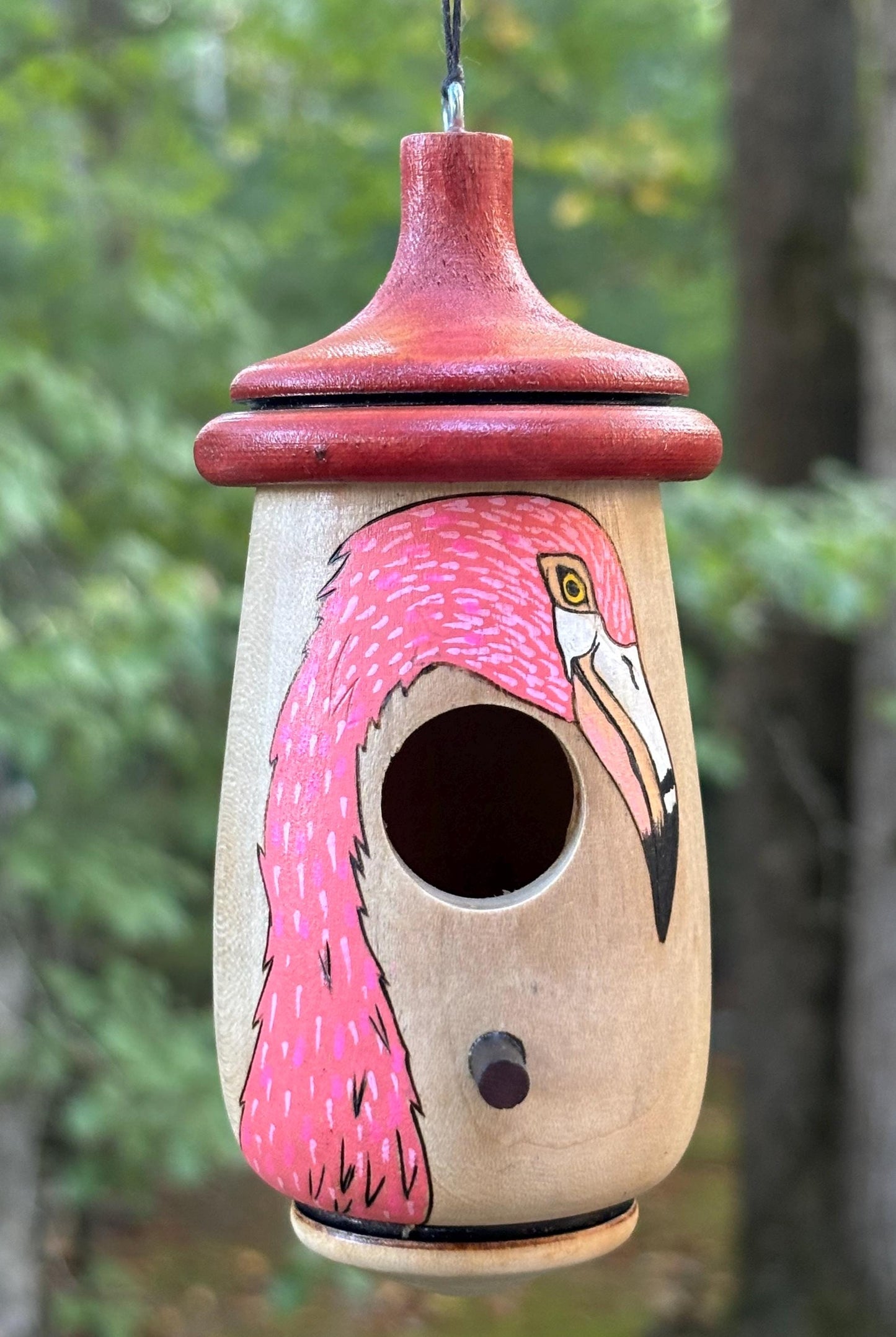 Handmade Hummingbird Birdhouse, Pink Flamingo Bird Design, Balance, Florida, Gift for Beach Lovers, Indoor Outdoor Garden Decor, Bird Nester