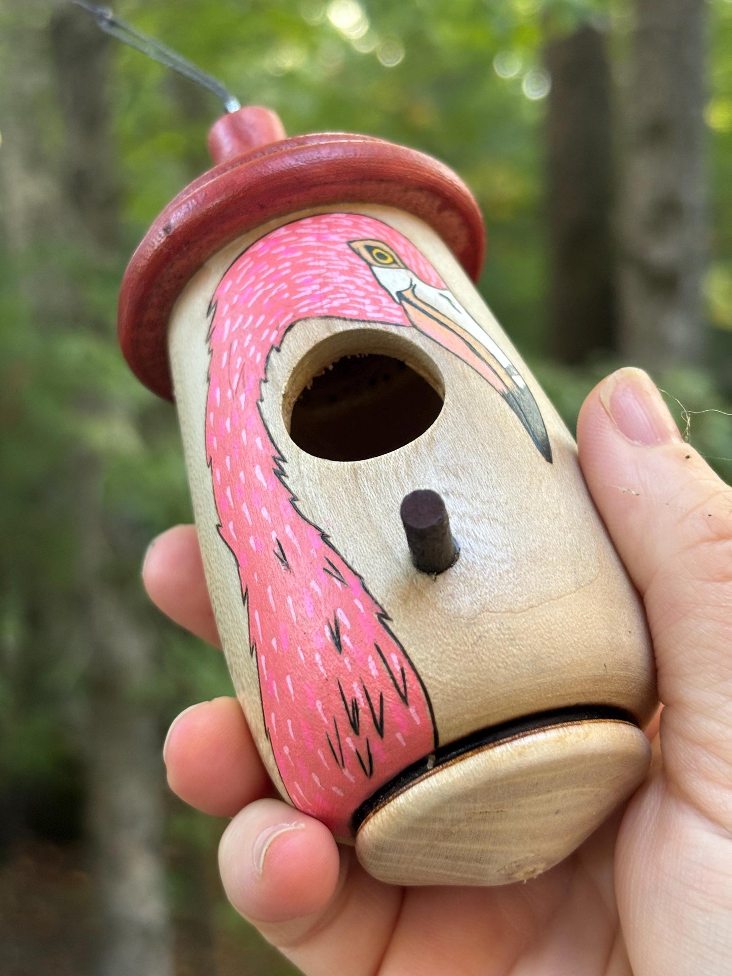 Handmade Hummingbird Birdhouse, Pink Flamingo Bird Design, Balance, Florida, Gift for Beach Lovers, Indoor Outdoor Garden Decor, Bird Nester