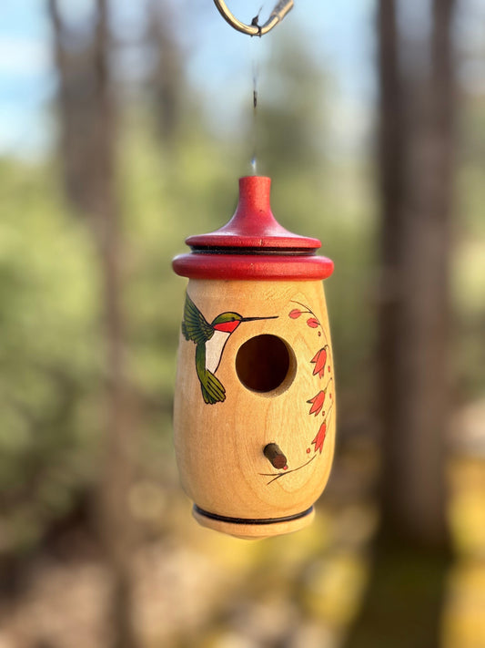 Hummingbird House, Handmade Wooden Birdhouse for Indoor/Outdoor Use, Hummingbird Art, Honeysuckle, Bird Lovers Gift, Christmas Gift for Mom