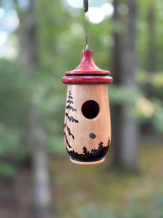 Hummingbird House, Handmade Wooden Birdhouse for Indoor/Outdoor Use, Tree Art, Bird Lovers Gift, Christmas Gift for Nature Bird Lovers