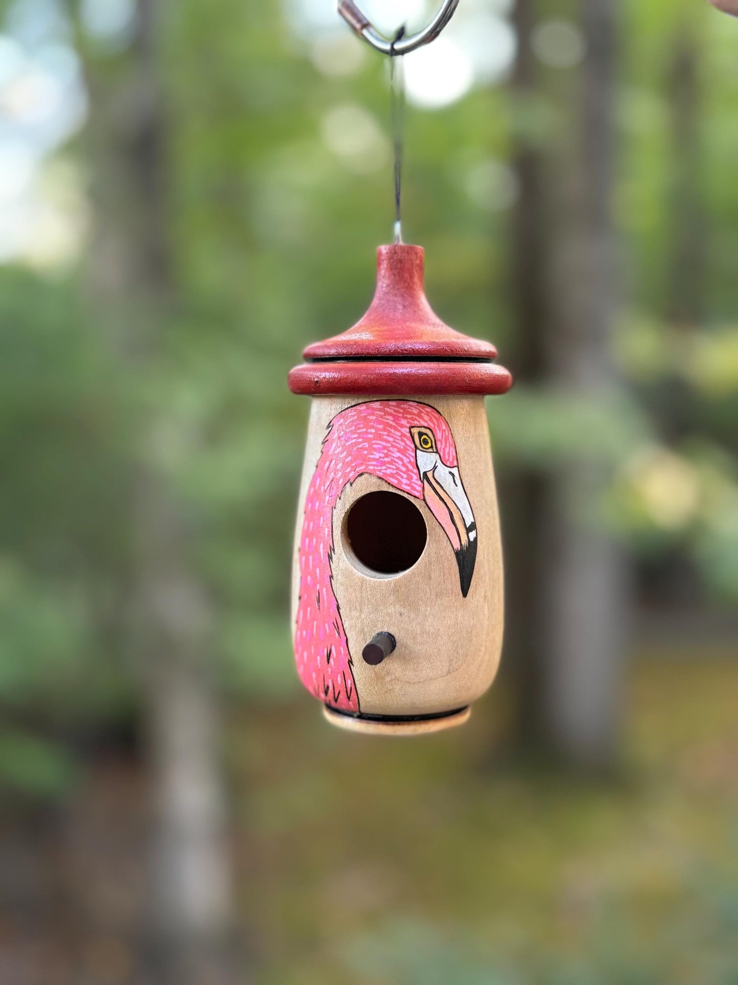 Handmade Hummingbird Birdhouse, Pink Flamingo Bird Design, Balance, Florida, Gift for Beach Lovers, Indoor Outdoor Garden Decor, Bird Nester