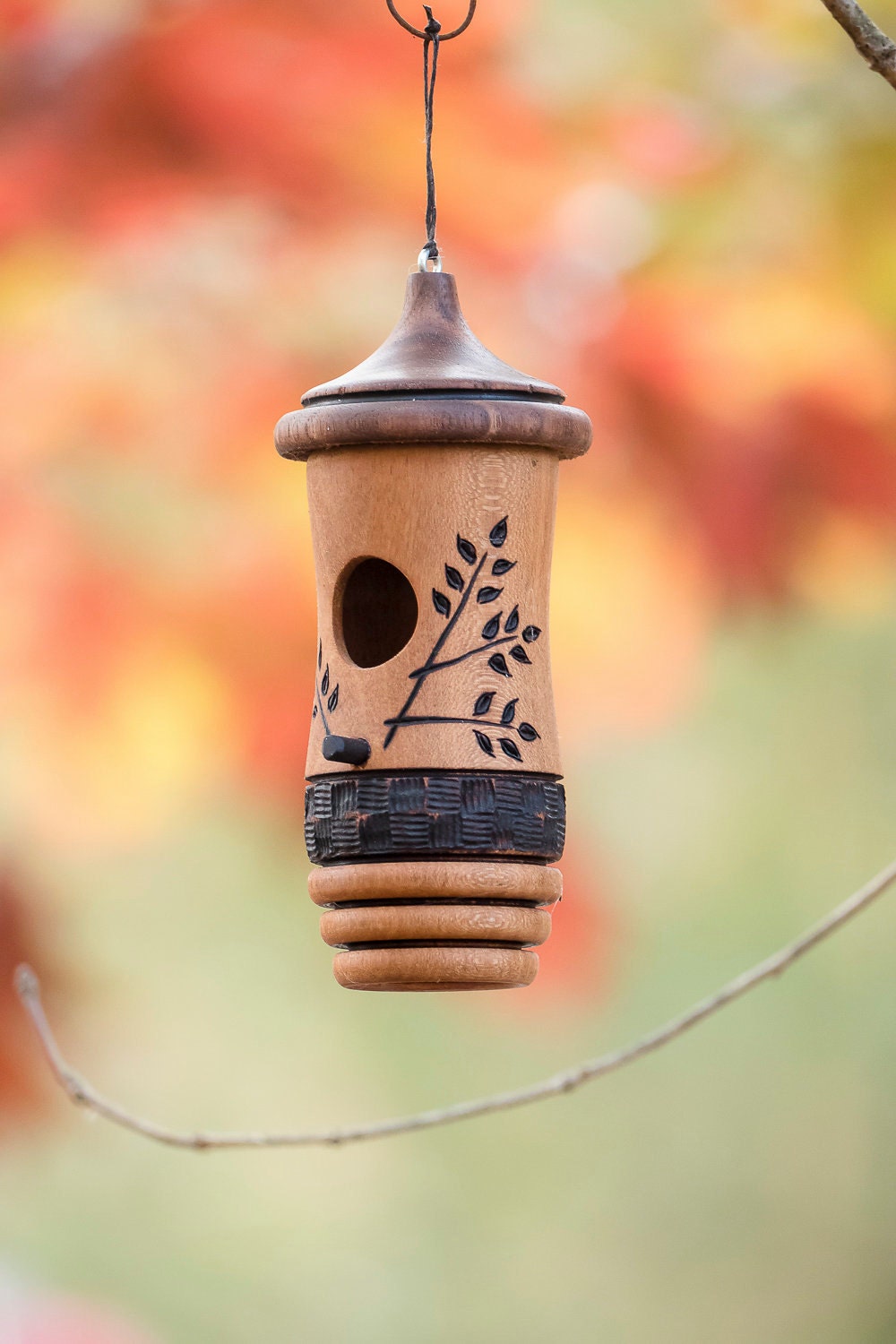 Hummingbird House, Wheat Design Art, Handmade Wooden Birdhouse, Ready to Ship, Bird Lovers Gift, Christmas Gift for Anyone