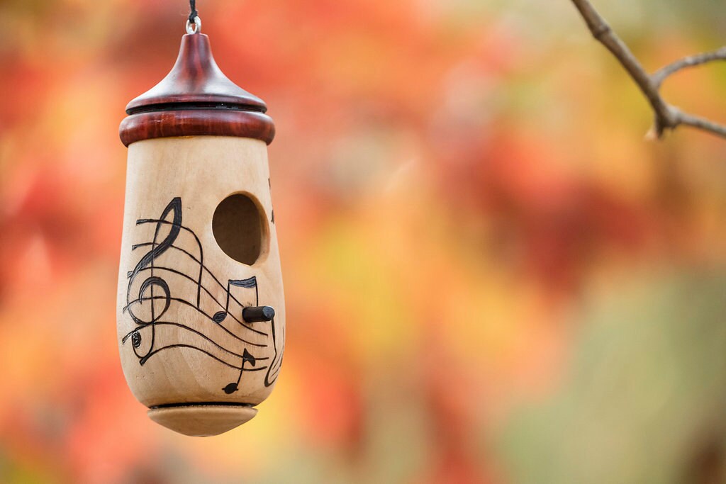 Hummingbird House, Music, Handmade Wooden Birdhouse for Garden Decor, Bird Lovers Gift, Christmas Gift for Music Lovers Music Teachers