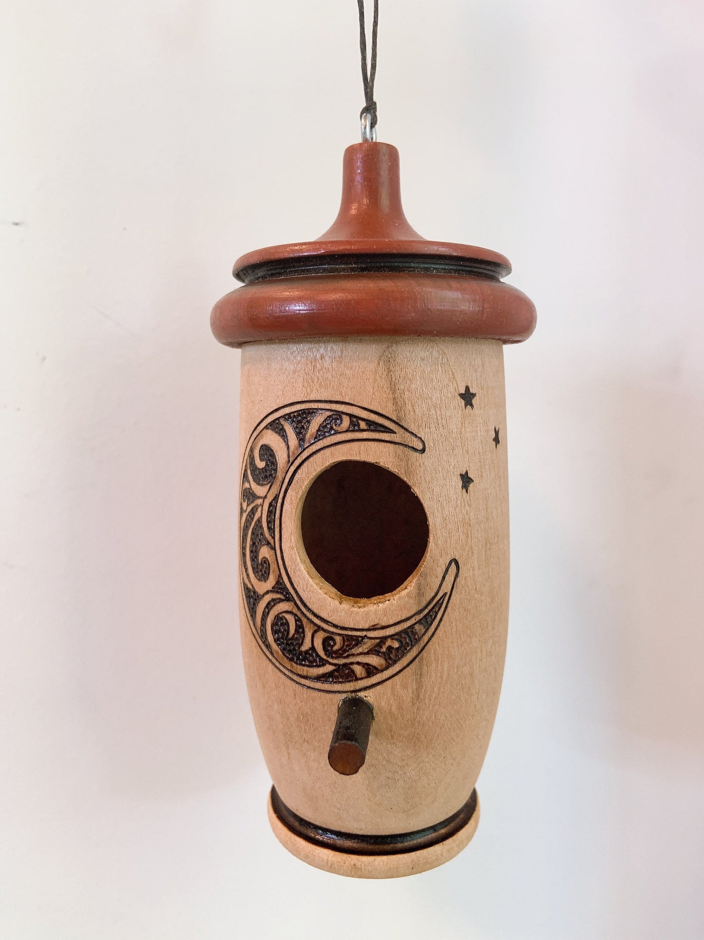 Hummingbird House, Handmade Wooden Birdhouse for Indoor/Outdoor Use, Crescent Moon Art, Bird Lovers Gift, Christmas Gift for Her