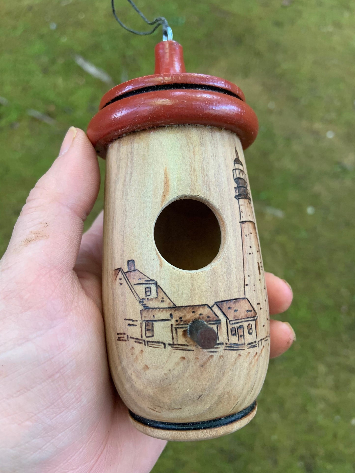 Hummingbird House, Handmade Wooden Birdhouse for Indoor/Outdoor Use, Portlandhead Maine Lighthouse, Bird Lovers Gift, Christmas Gift for Him