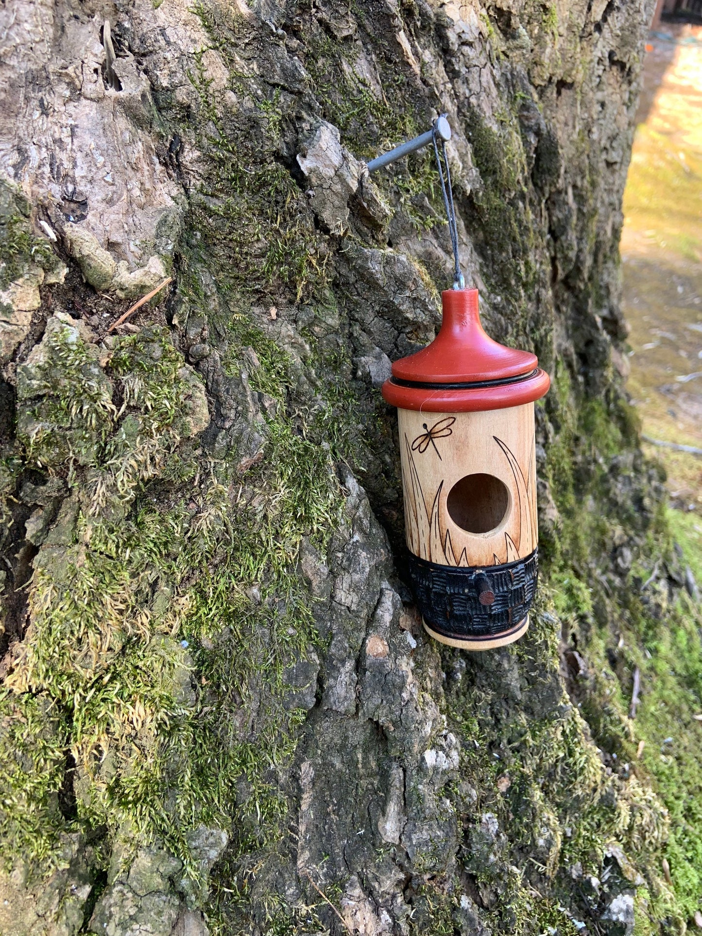 Hummingbird House, Handmade Wooden Birdhouse for Indoor/Outdoor Use, Dragonfly Art, Bird Lovers Gift, Christmas Gift for Women