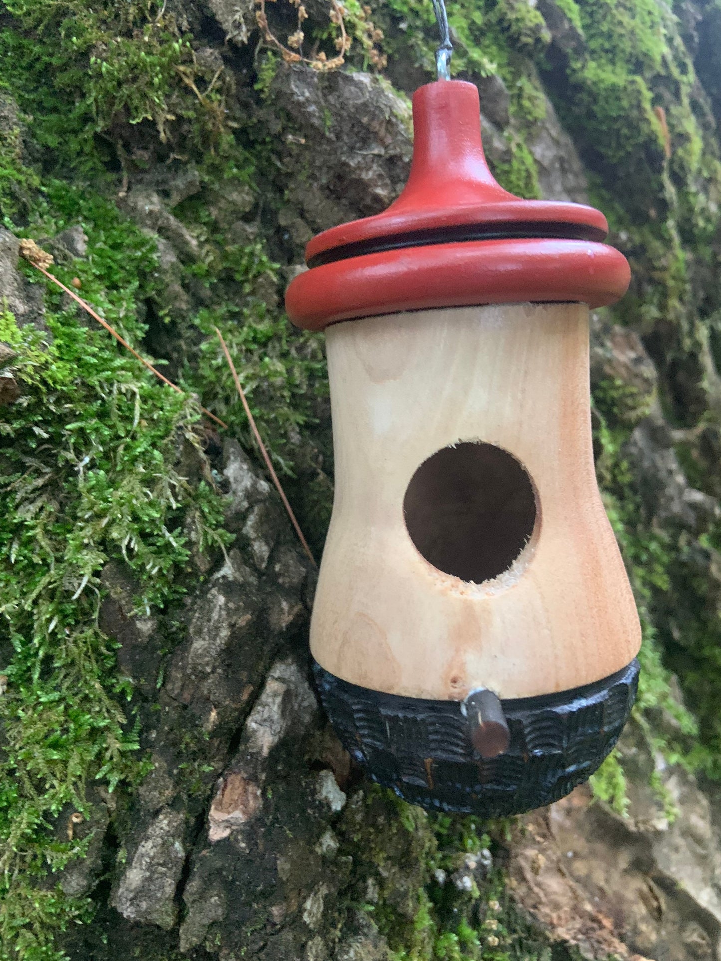 Hummingbird House, Ikebana Art, Handmade Wooden Birdhouse for Indoor/Outdoor Use, Bird Lovers Gift, Christmas Gift for Minimalists