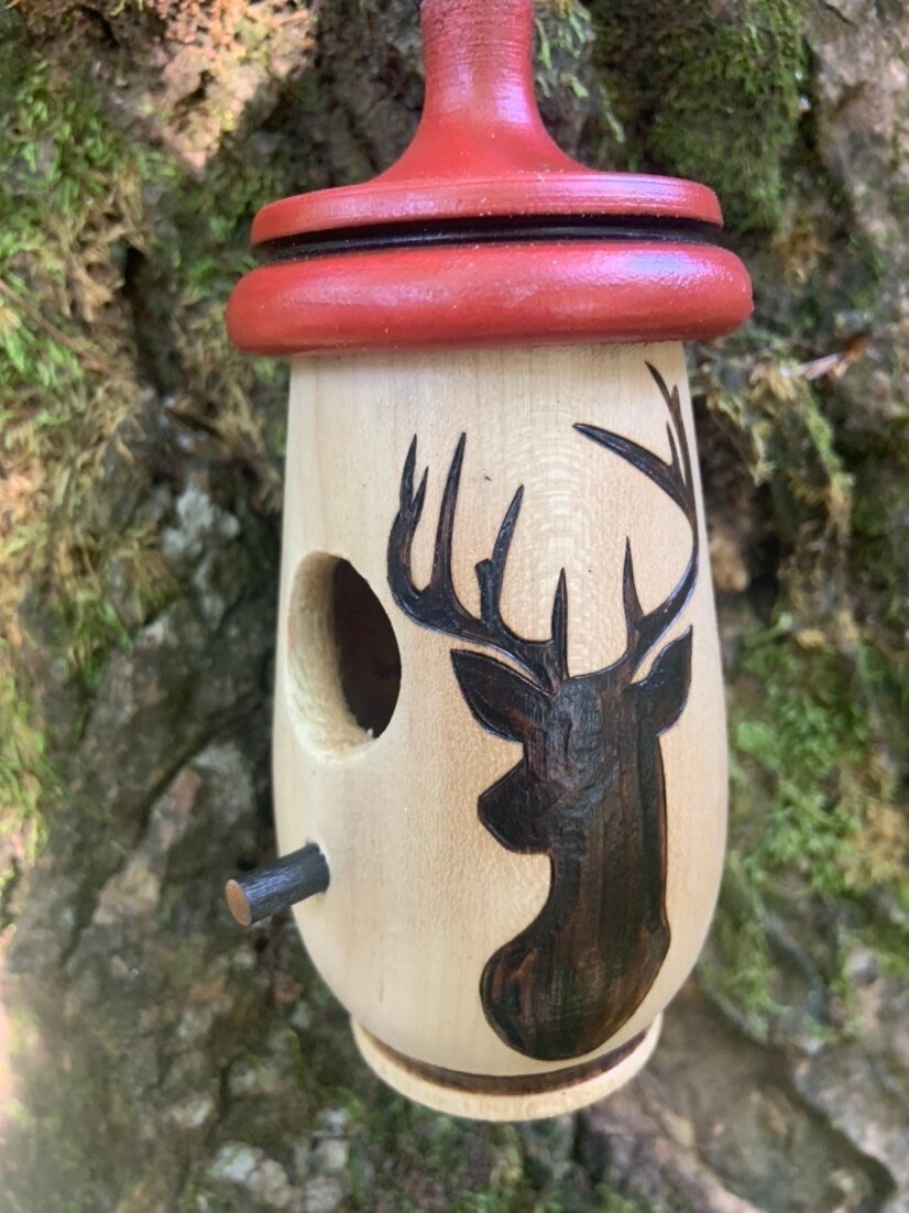 Hummingbird House, Handmade Wooden Birdhouse for Garden Decor, Deer Silhouette Hunting Art, Bird Lovers Gift, Christmas Gift for Outdoorsmen