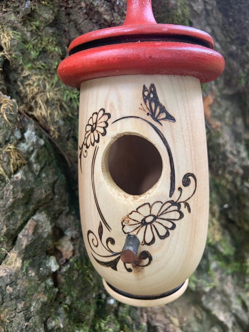 Hummingbird House, Handmade Wooden Birdhouse for Indoor/Outdoor Use, Daisy Floral Art, Bird Lovers Gift, Christmas Gift for Flower Lovers