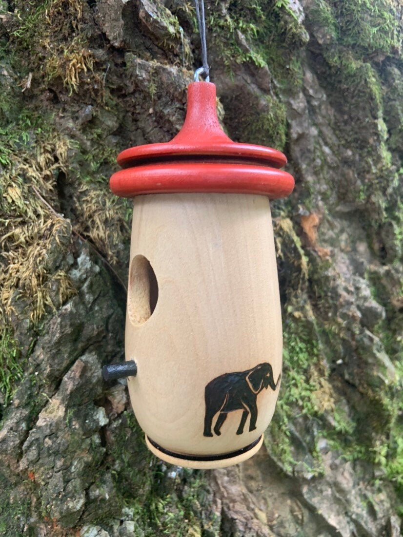 Hummingbird House, Handmade Wooden Birdhouse for Indoor/Outdoor Use, Elephant Parade Art, Bird Lovers Gift, Christmas Gift for Animal Lovers