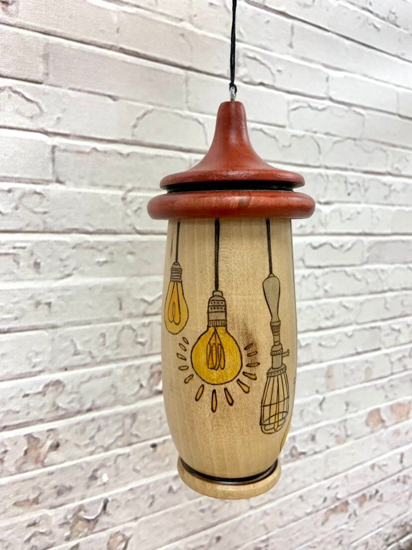 Hummingbird House, Lightbulb Art, Handmade Wooden Birdhouse for Indoor/Outdoor Use, Bird Lovers Gift, Christmas Gift for Mom and Grandma