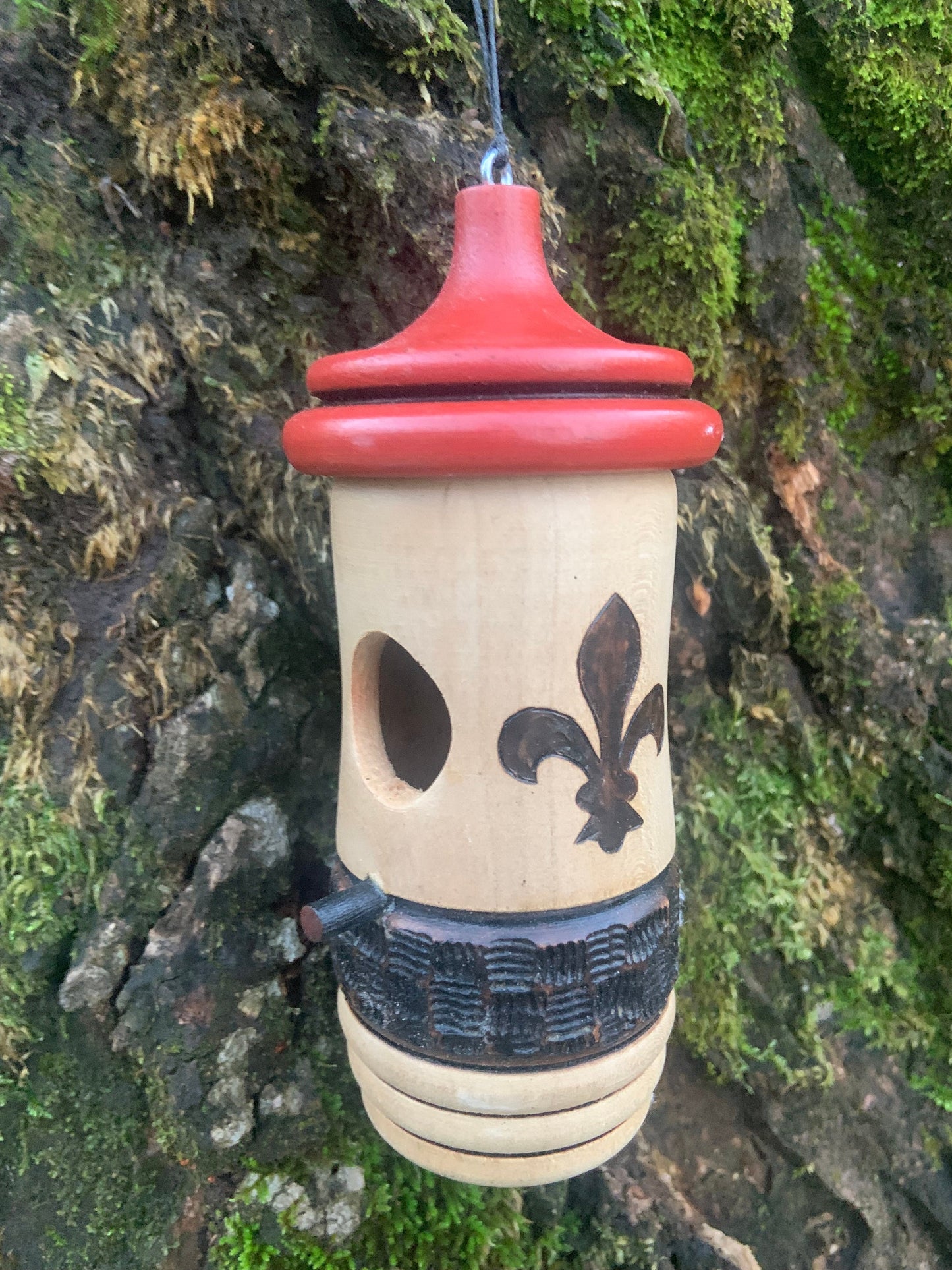 Hummingbird House, Fleur de Lis Art, Wooden Birdhouse for Indoor/Outdoor Use, Bird Lovers Gift, Christmas Gift for Francophiles