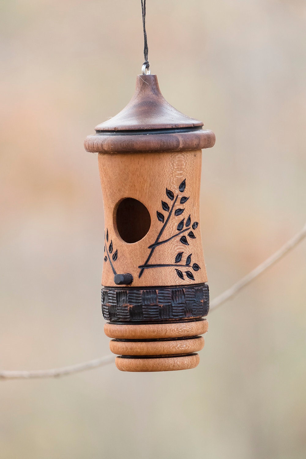 Hummingbird House, Wheat Design Art, Handmade Wooden Birdhouse, Ready to Ship, Bird Lovers Gift, Christmas Gift for Anyone