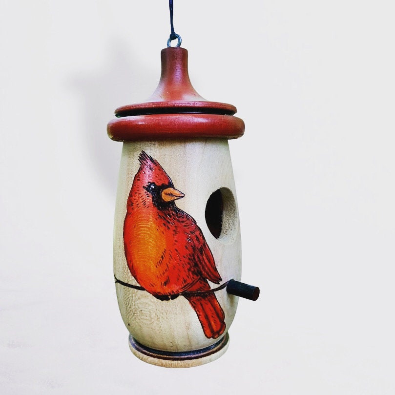 Hummingbird House, Cardinal Bird Art, Handmade Wooden Birdhouse, Personalizable in Memorial, Bird Lovers Gift, Christmas Gift for Loved Ones