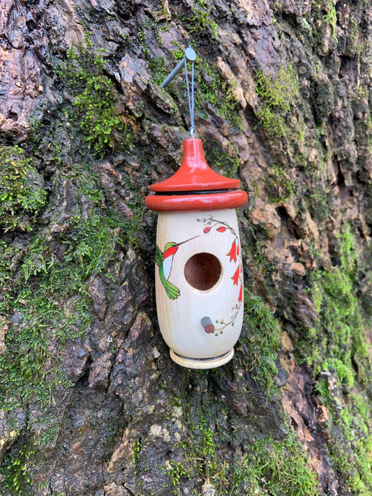 Hummingbird House, Handmade Wooden Birdhouse for Indoor/Outdoor Use, Hummingbird Art, Bird Lovers Gift, Christmas Gift for Mom