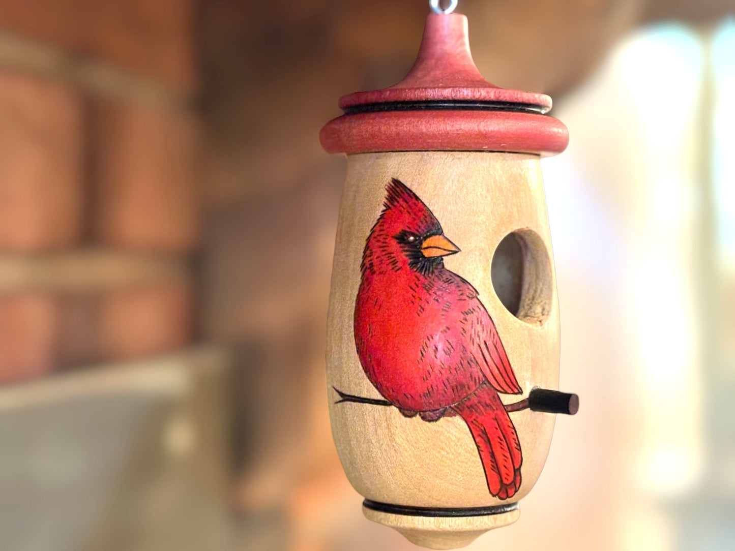 Hummingbird House, Cardinal Bird Art, Handmade Wooden Birdhouse, Personalizable in Memorial, Bird Lovers Gift, Christmas Gift for Loved Ones