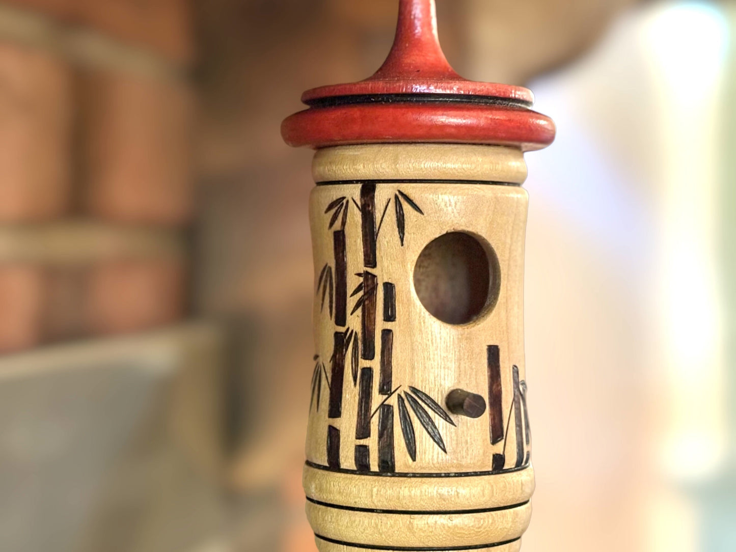 Hummingbird House, Bamboo Art, Handmade Wooden Birdhouse for Indoor/Outdoor Use, Bird Lovers Gift, Unique Christmas Gift for Zen Garden