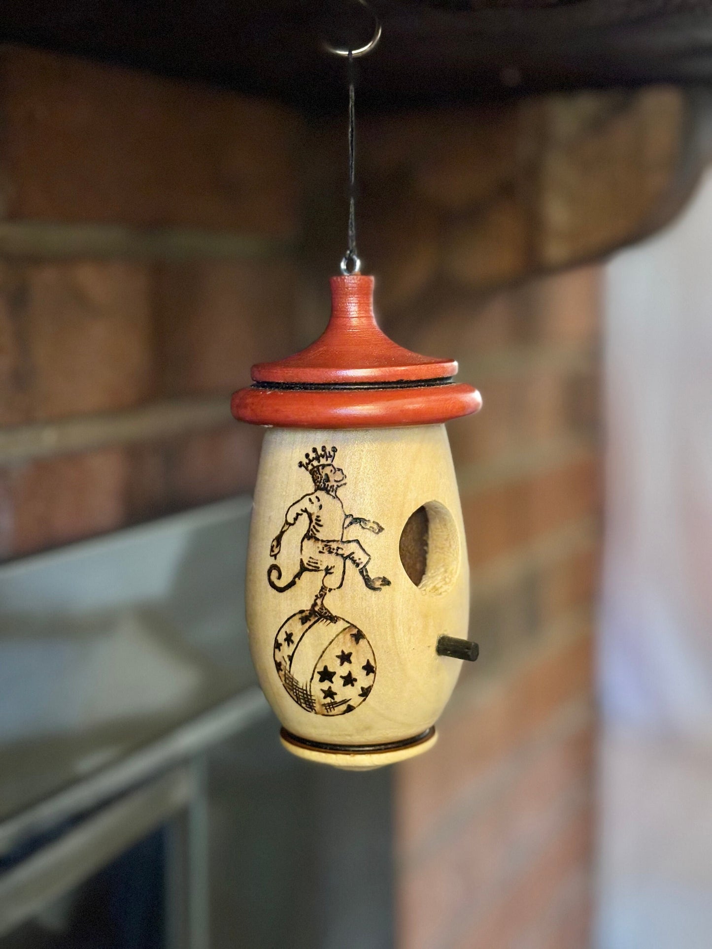 Hummingbird House, Circus Monkey Art, Handmade Wooden Birdhouse for Indoor/Outdoor Use, Bird Lovers Gift, Christmas Gift for Friend