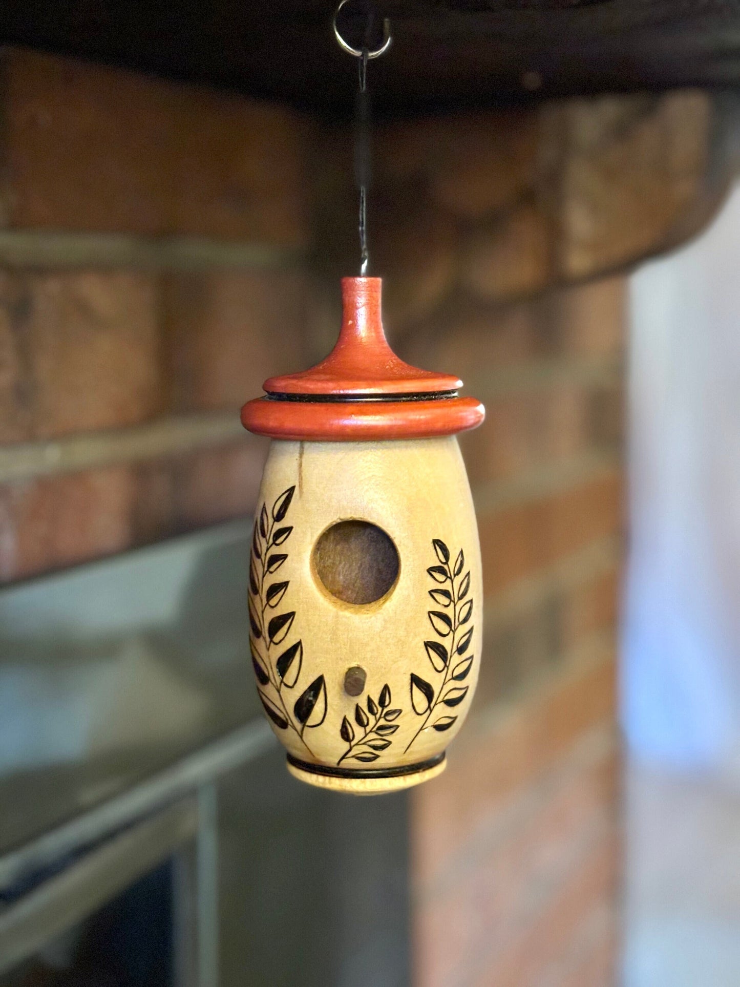 Hummingbird House, Handmade Wooden Birdhouse for Indoor/Outdoor Use, Fern Floral Art, Bird Lovers Gift, Christmas Gift for Nature Lovers