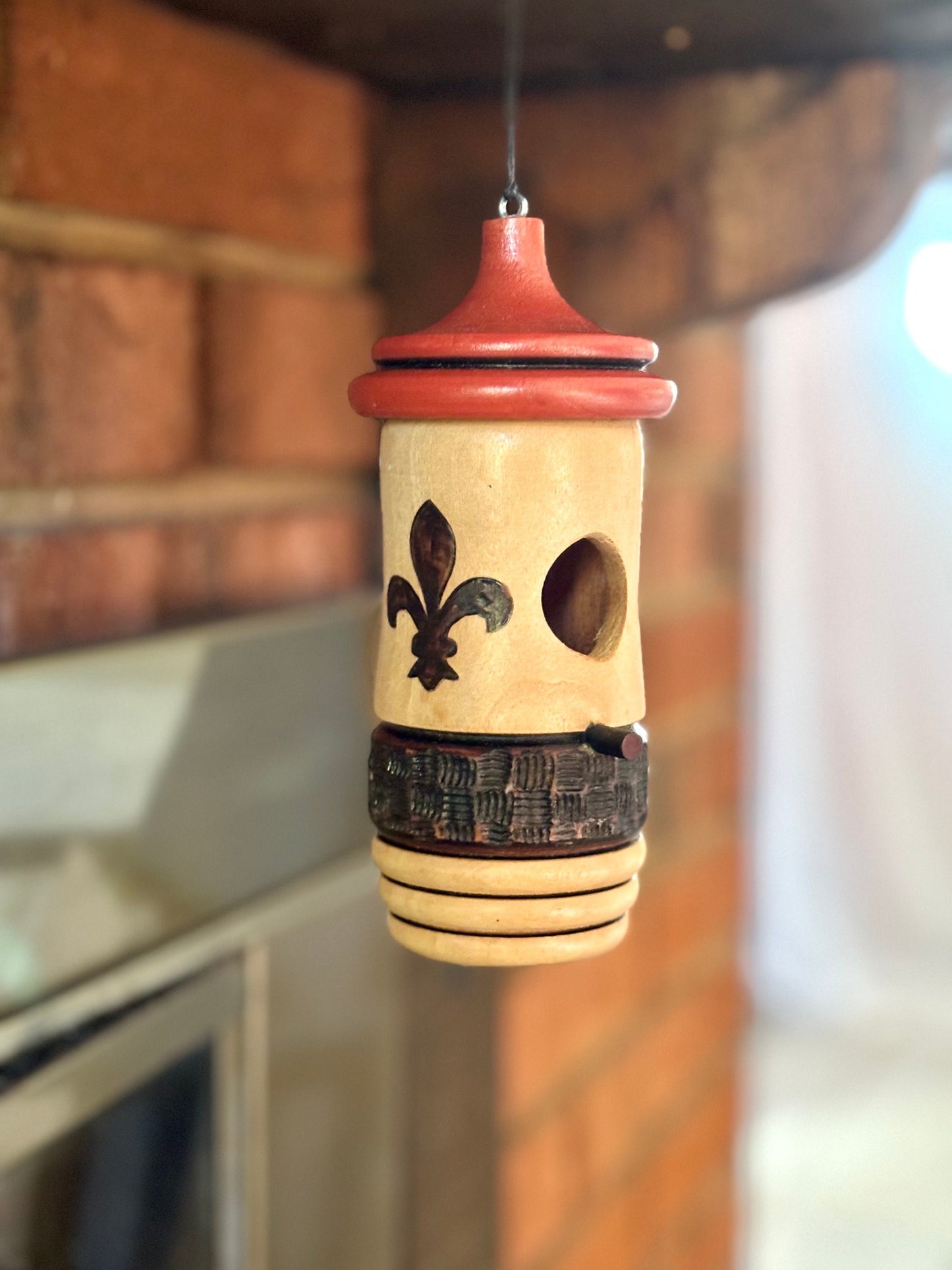 Hummingbird House, Fleur de Lis Art, Wooden Birdhouse for Indoor/Outdoor Use, Bird Lovers Gift, Christmas Gift for Francophiles