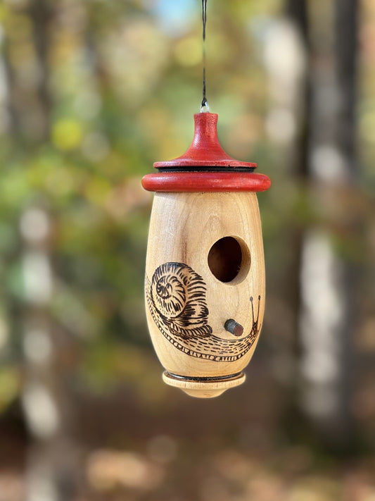 Hummingbird House, Handmade Wooden Birdhouse for Indoor/Outdoor Use, Snail Art, Bird Lovers Gift, Christmas Gift for Teachers