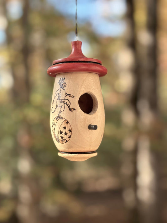 Hummingbird House, Circus Monkey Art, Handmade Wooden Birdhouse for Indoor/Outdoor Use, Bird Lovers Gift, Christmas Gift for Friend