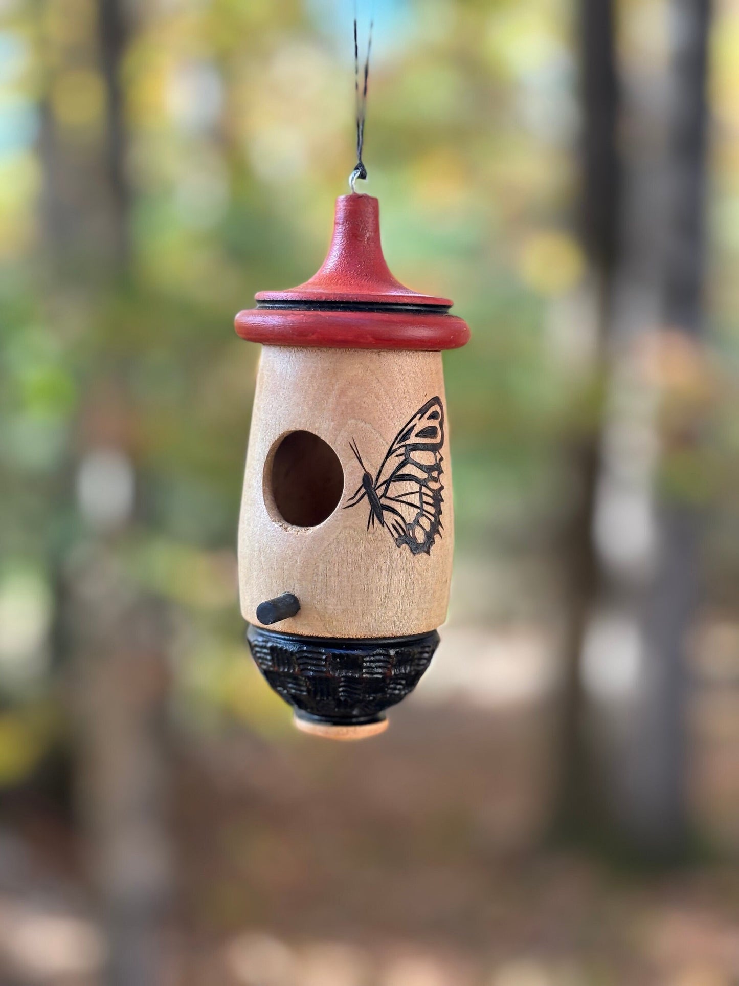 Hummingbird House, Handmade Wooden Birdhouse for Indoor/Outdoor Use, Butterfly Art, Bird Lovers Gift, Christmas Gift for Co-Workers