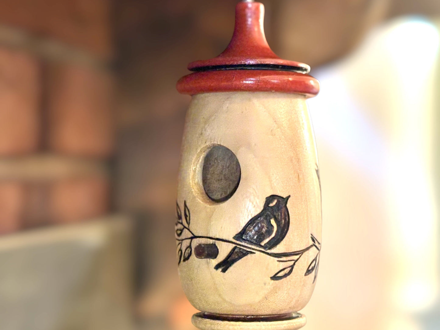 Hummingbird House, Bird on Branch, Handmade Wooden Birdhouse, Bird Art, Bird Lovers Gift, Anytime Gift for Bird Lovers