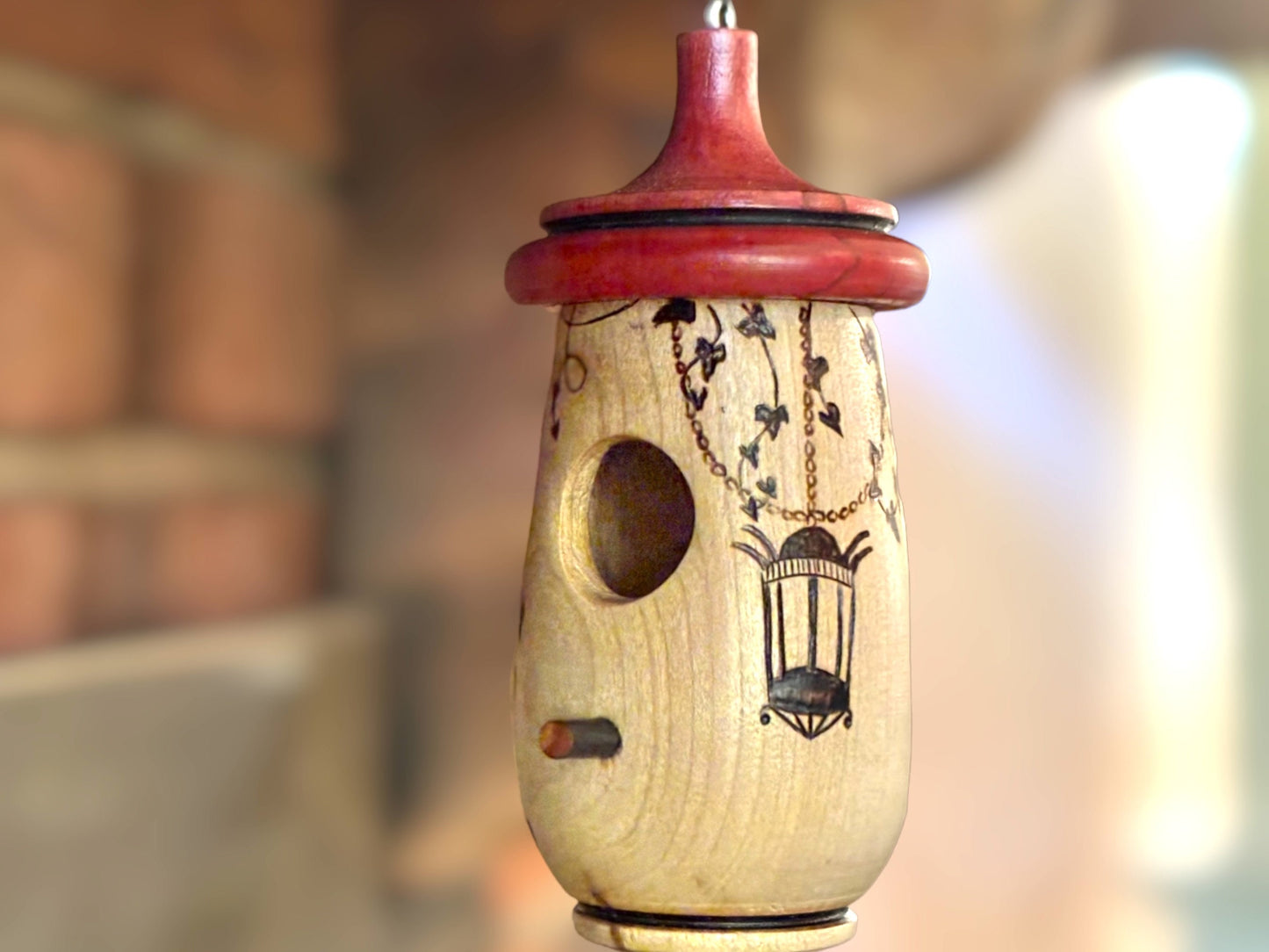 Hummingbird House, Lantern Art, Handmade Wooden Birdhouse for Indoor/Outdoor Use, Bird Lovers Gift, Christmas Gift for Garden Lovers