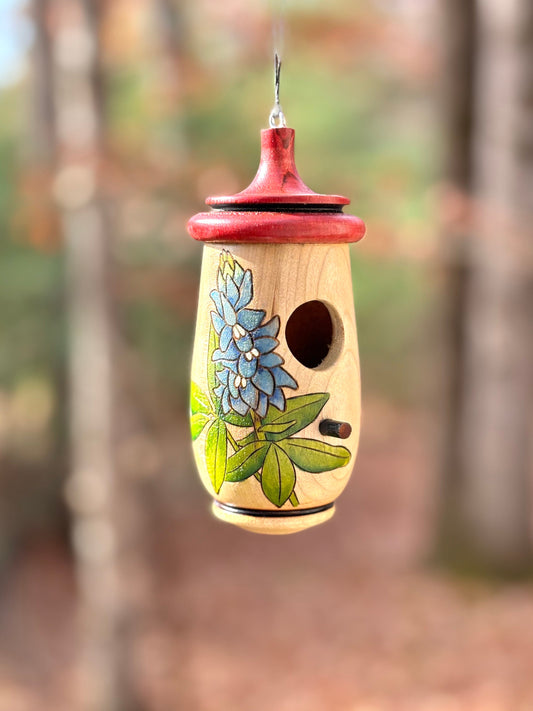 Bluebonnet Texas State Flower, Hummingbird House, Handmade Wooden Birdhouse for Indoor/Outdoor Use, Bird Lovers Gift, Christmas Gift