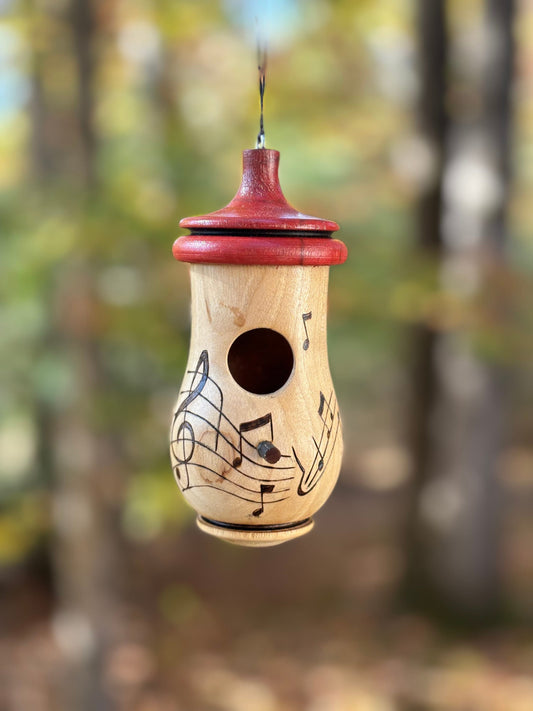 Hummingbird House, Music, Handmade Wooden Birdhouse for Garden Decor, Bird Lovers Gift, Christmas Gift for Music Lovers Music Teachers