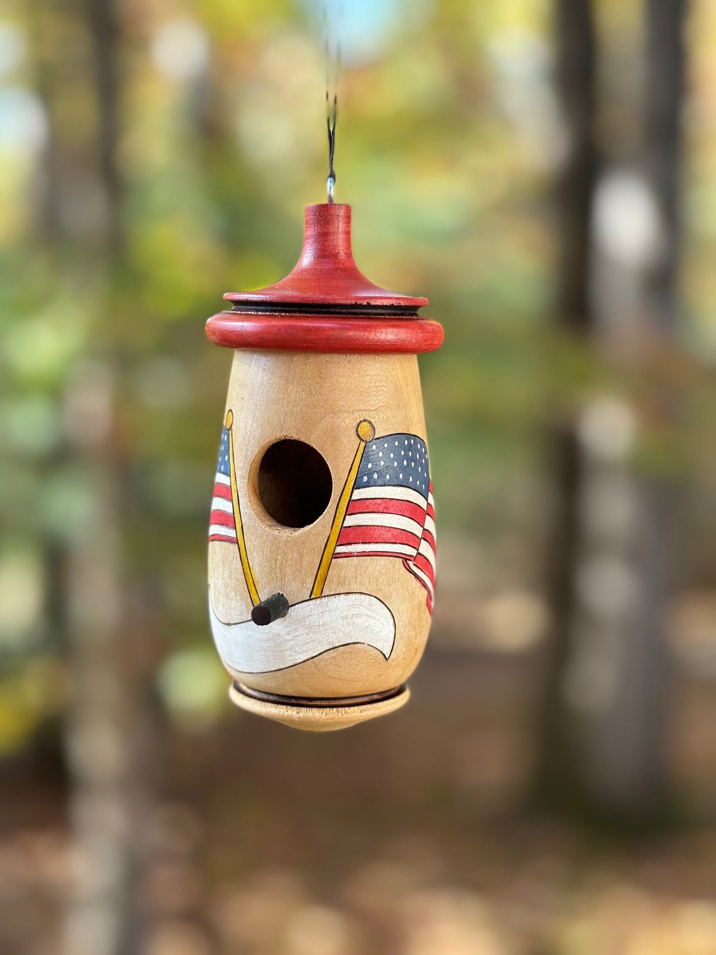 Birdhouse for Hummingbirds, Handmade, American Flag Design, Gift for Bird Lovers, Personalizable