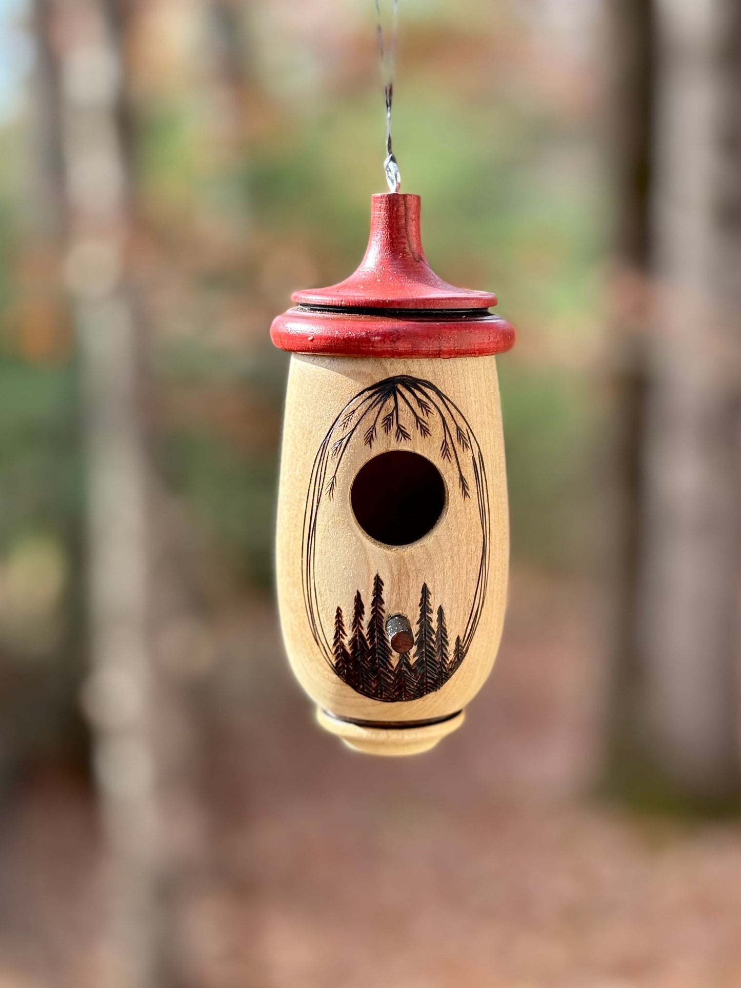 Hummingbird House, Handmade Wooden Birdhouse, Forest Tree Art, Bird Lovers Gift, Personalizable Christmas Gift for Nature Lovers