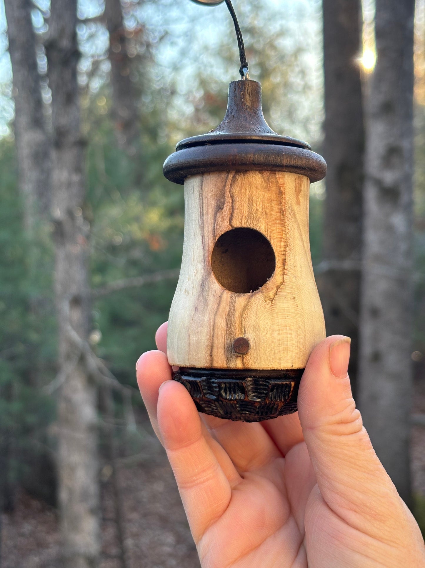 Ambrosia Maple OOAK Hummingbird House Natural, one of a kind, gift for someone who has everything