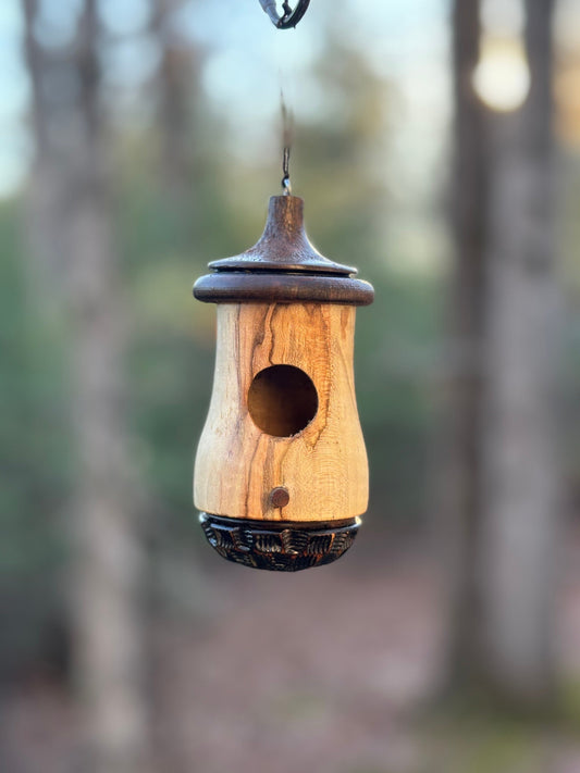 Ambrosia Maple OOAK Hummingbird House Natural, one of a kind, gift for someone who has everything